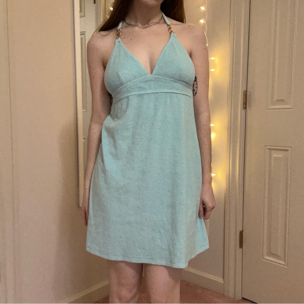 Y2K Light Blue Halter Dress
